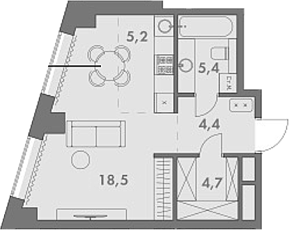 Планировка — Родина Парк, Студия, 38 м²