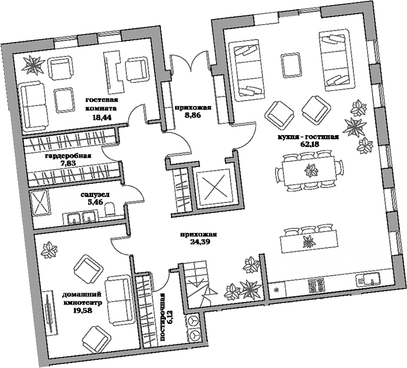 Планировка — Садовническая, 69, 6-комн., 307 м²
