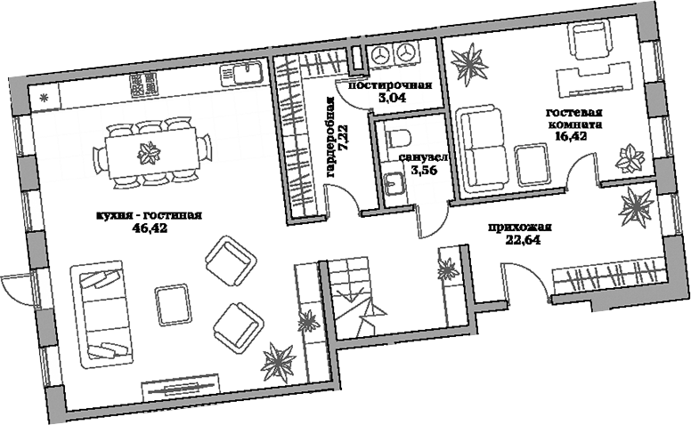 Планировка — Садовническая, 69, 4-комн., 196 м²