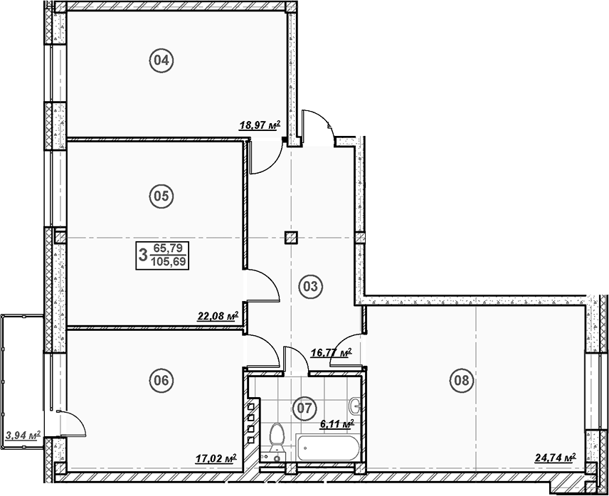 Планировка — Ликино, 3-комн., 106 м²