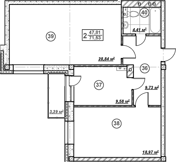Планировка — Ликино, 2-комн., 72 м²