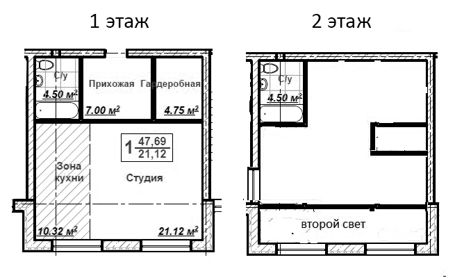 Планировка — Ликино, 2-комн., 92 м²