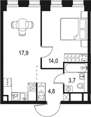 Планировка — Левел Селигерская, 2-комн., 40 м²