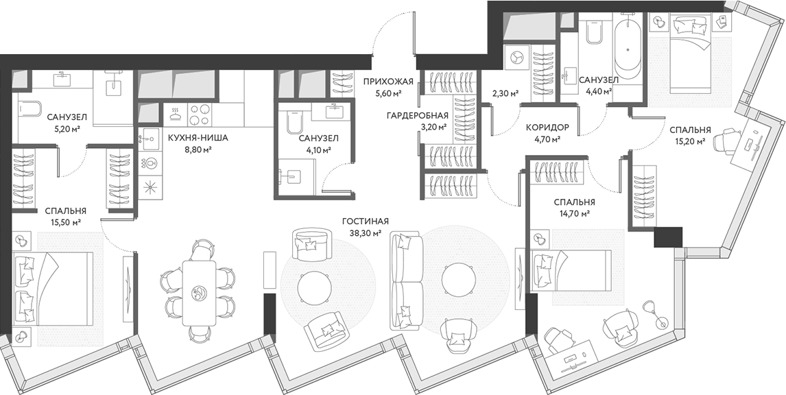 Планировка — ХАЙДАУТ, 4-комн., 122 м²