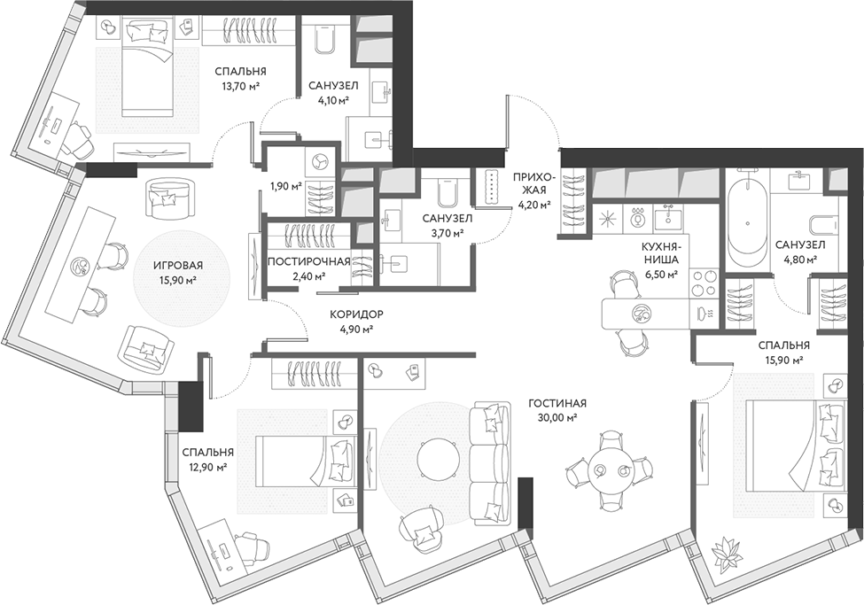 Планировка — ХАЙДАУТ, 5-комн., 121 м²
