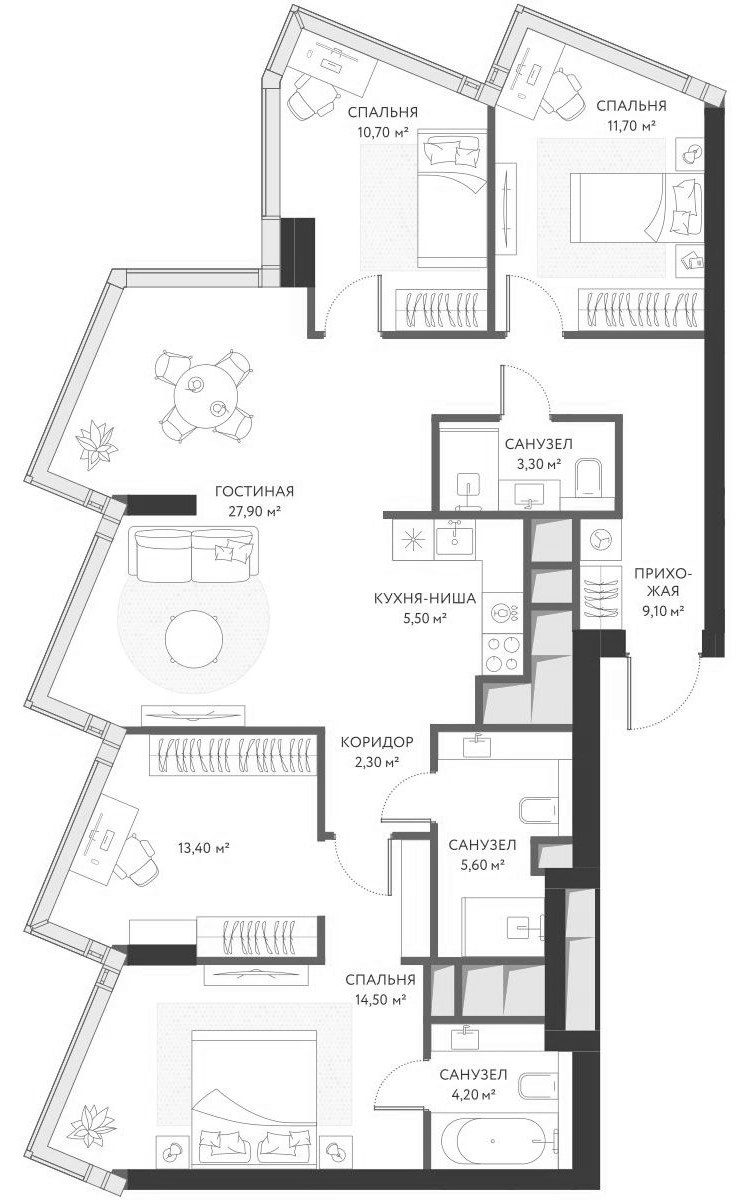 Планировка — ХАЙДАУТ, 5-комн., 108 м²