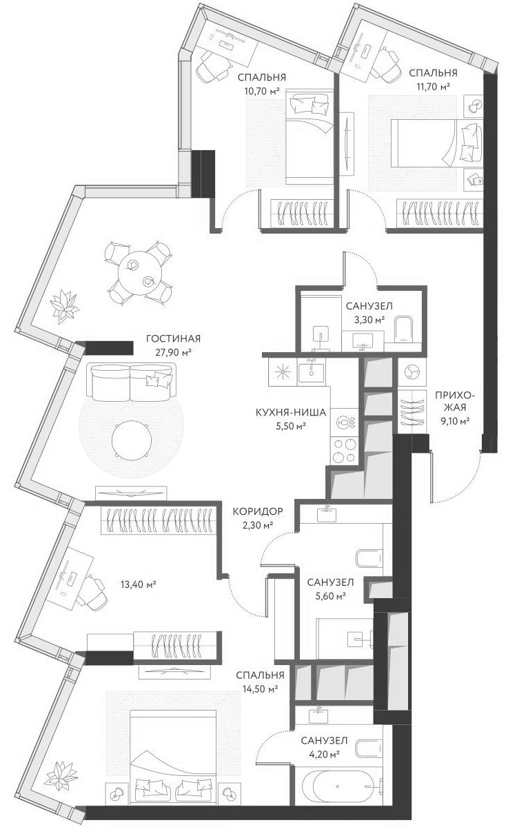 Планировка — ХАЙДАУТ, 5-комн., 108 м²