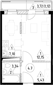 Планировка — Горки Марусино, Студия, 28 м²