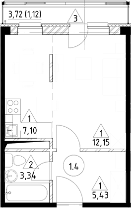 Планировка — Горки Марусино, Студия, 28 м²