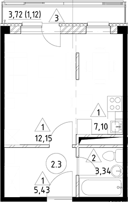 Планировка — Горки Марусино, Студия, 28 м²