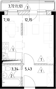 Планировка — Горки Марусино, Студия, 28 м²