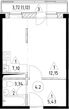 Планировка — Горки Марусино, Студия, 28 м²