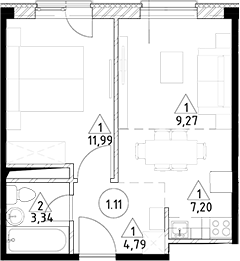 Планировка — Горки Марусино, 2-комн., 37 м²