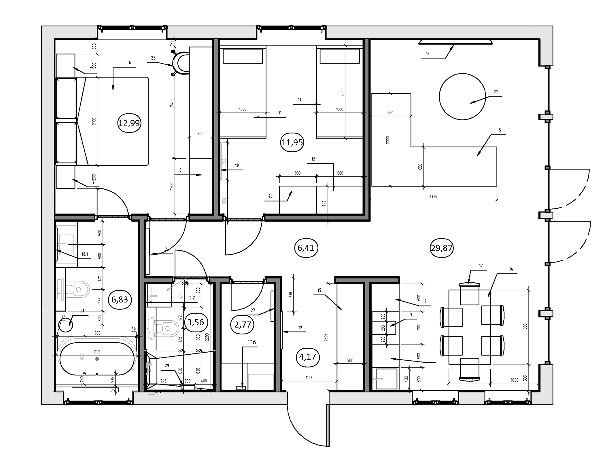 Планировка — Парк-отель Экоранчо, 2-комн., 112 м²