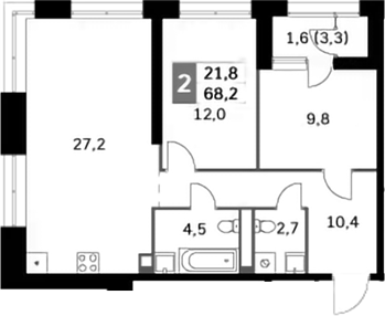 Планировка — Sky Garden, 2-комн., 67 м²