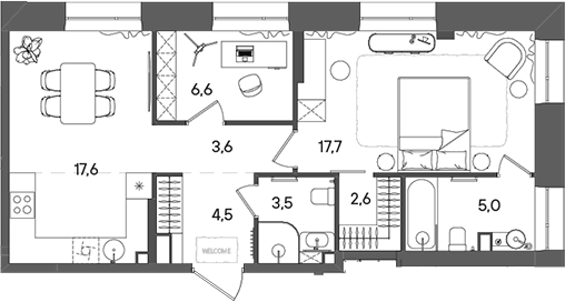 Планировка — СТОУН Райз, 3-комн., 61 м²
