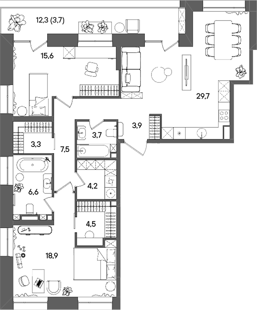 Планировка — СТОУН Райз, 3-комн., 98 м²