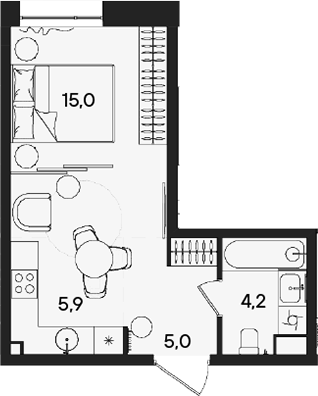 Планировка — СТОУН Райз, Студия, 30 м²