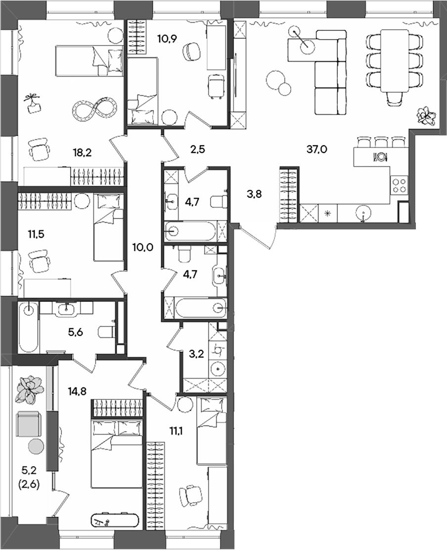 Планировка — СТОУН Райз, 5-комн., 138 м²