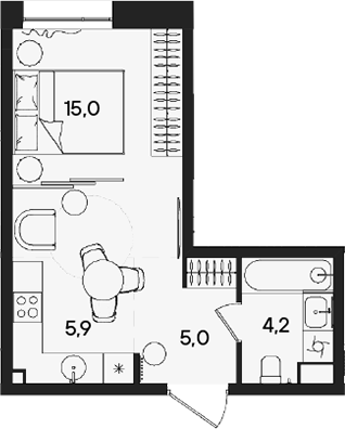 Планировка — СТОУН Райз, Студия, 30 м²