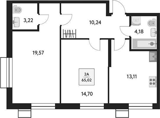 Планировка — Бархат.Сити, 2-комн., 65 м²
