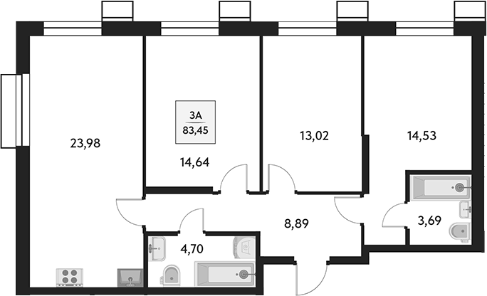 Планировка — Бархат.Сити, 4-комн., 83 м²