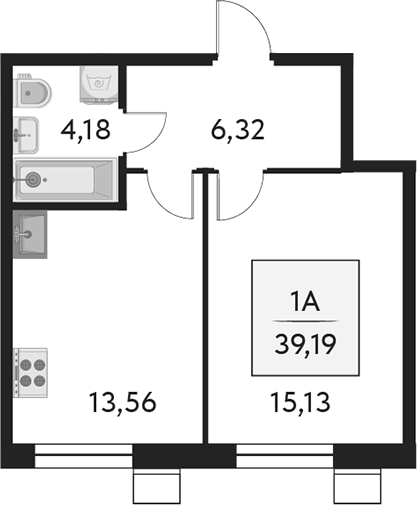 Планировка — Бархат.Сити, 1-комн., 39 м²