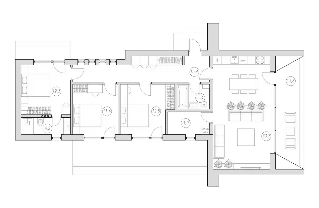 Планировка — Коттеджный поселок Pride Village, 3-комн., 101 м²