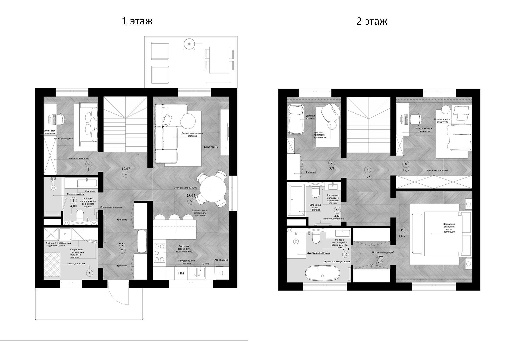 Планировка — Коттеджный поселок РигаЛес, 4-комн., 151 м²