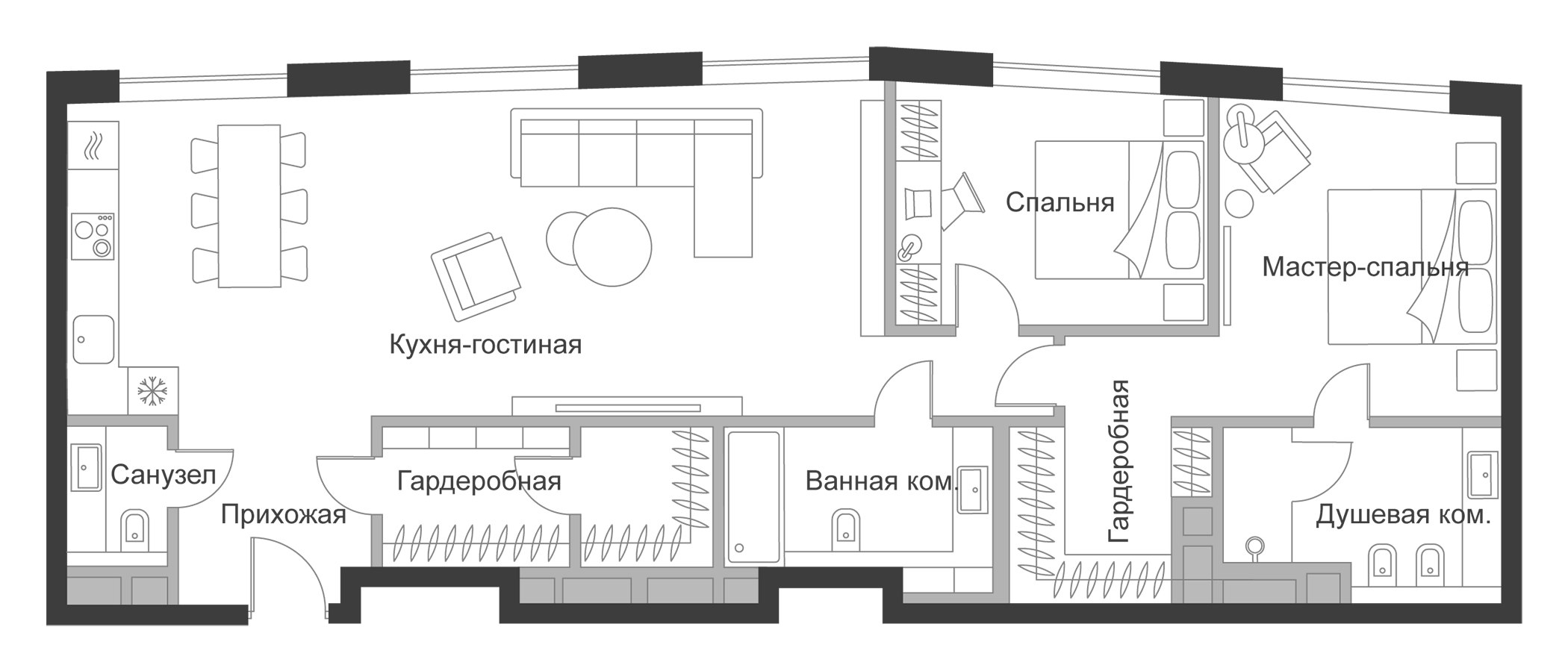 Планировка — Дом Чкалов, 1-комн., 104 м²