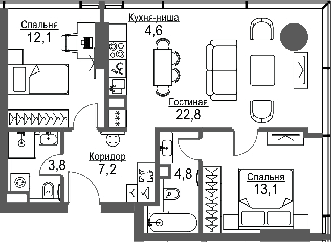 Планировка — Слава, 4-комн., 113 м²
