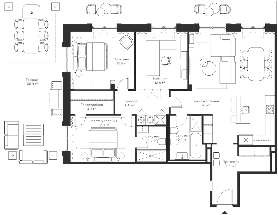 Планировка — River Residences, 4-комн., 120 м²