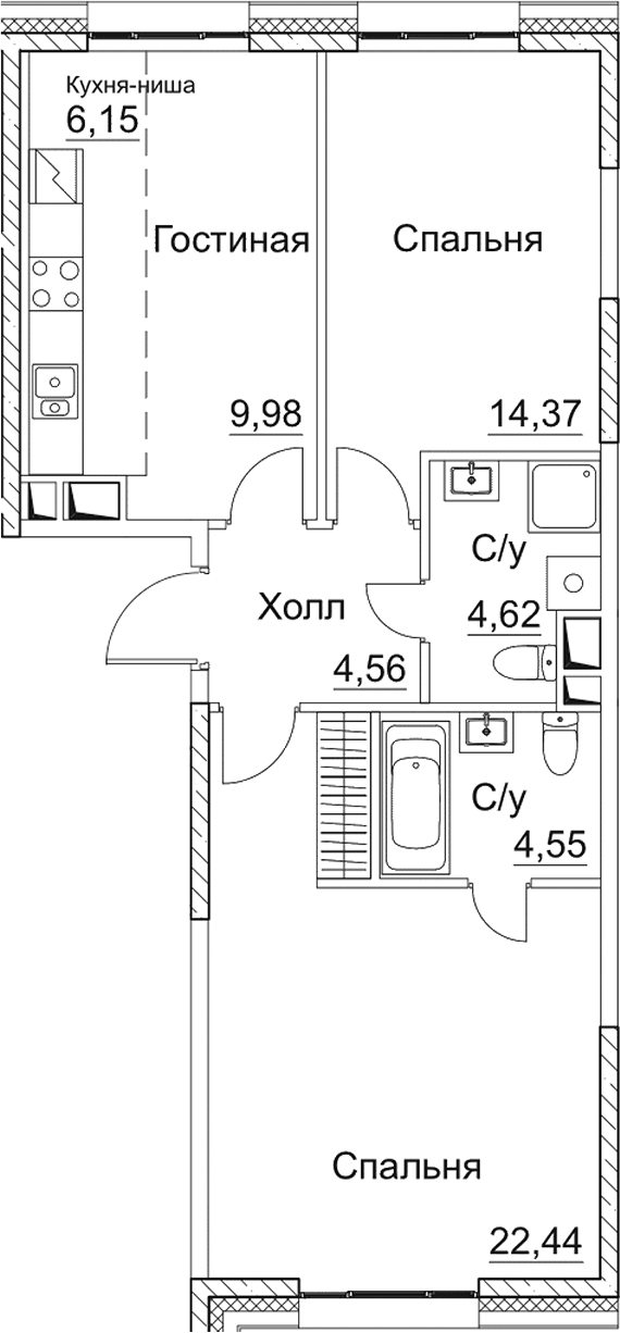 Планировка — СЕЗАР СИТИ, 3-комн., 67 м²