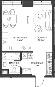 Планировка — СВЕТ, Студия, 33 м²