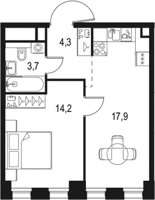 Планировка — Левел Селигерская, 2-комн., 40 м²