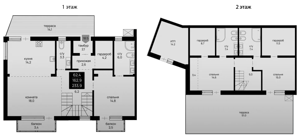 Планировка — Отрада на реке, 3-комн., 179 м²