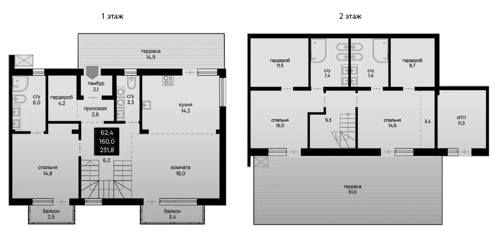 Планировка — Отрада на реке, 3-комн., 176 м²
