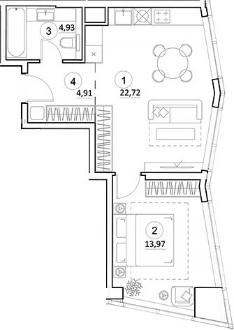 Планировка — УНО.Горбунова, 2-комн., 47 м²