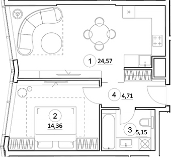 Планировка — УНО.Горбунова, 2-комн., 49 м²