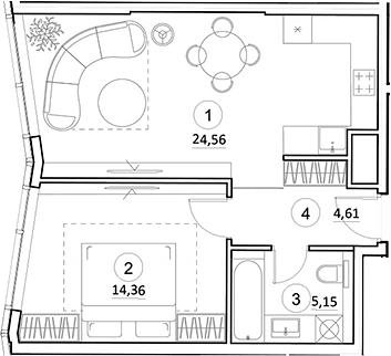 Планировка — УНО.Горбунова, 2-комн., 49 м²