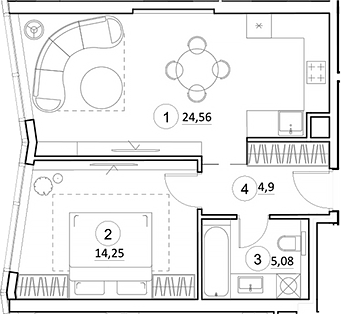 Планировка — УНО.Горбунова, 2-комн., 49 м²
