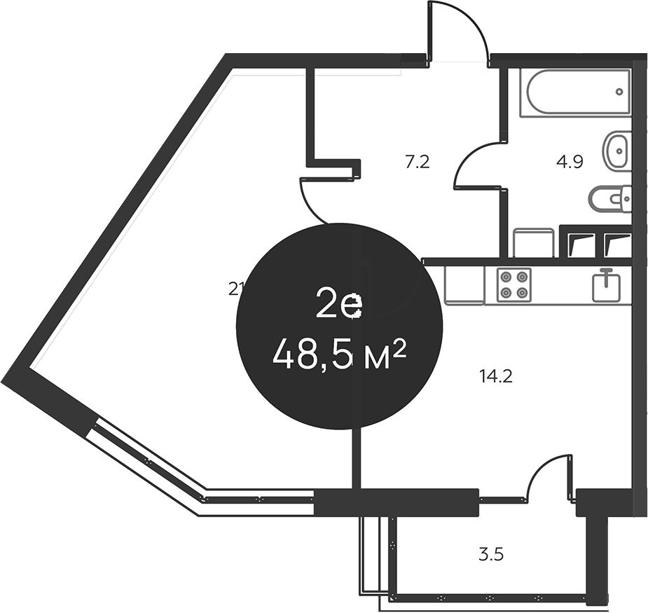 Планировка — Павлово 3, 2-комн., 47 м²
