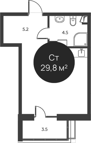 Планировка — Павлово 3, Студия, 29 м²