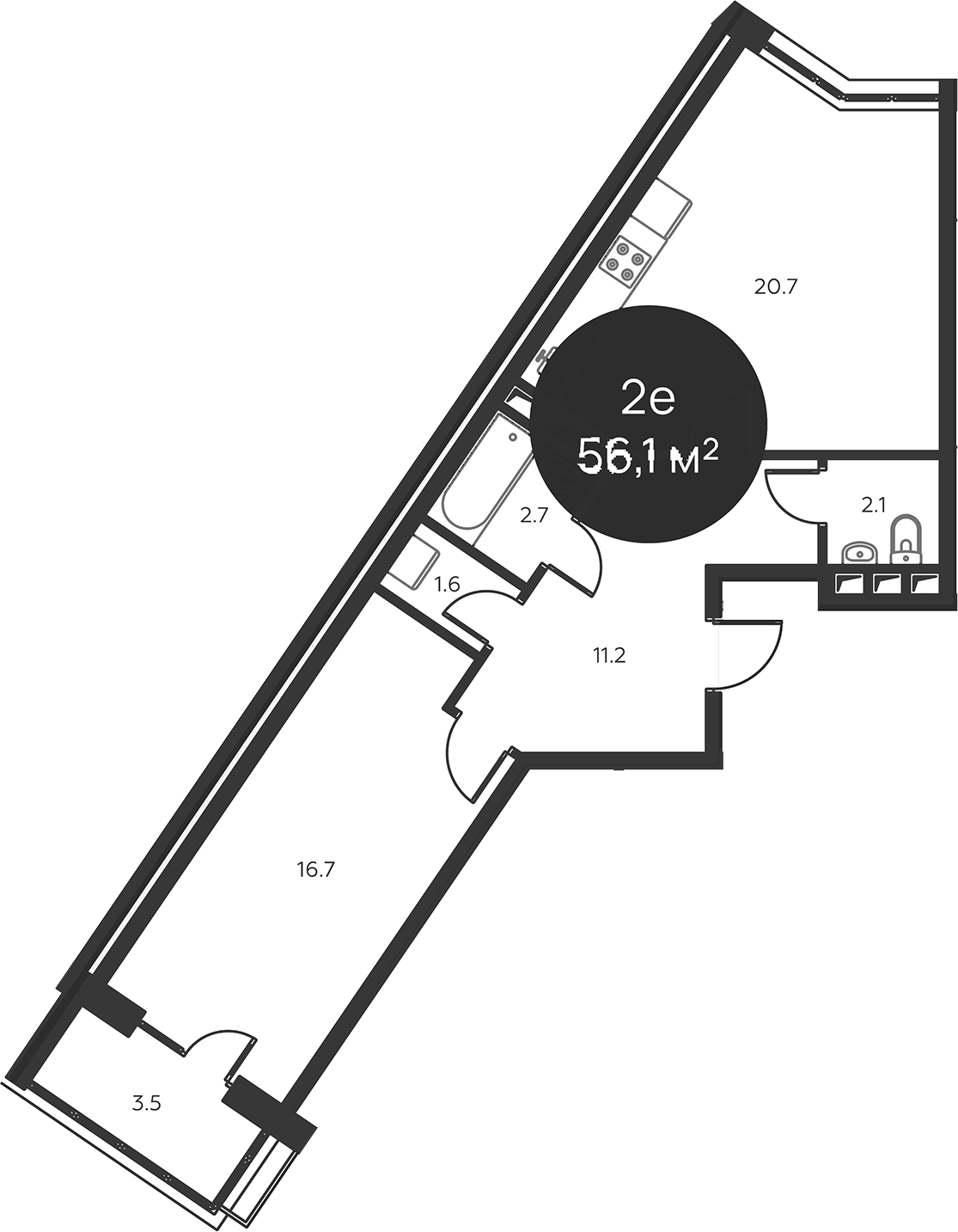 Планировка — Павлово 3, 2-комн., 55 м²