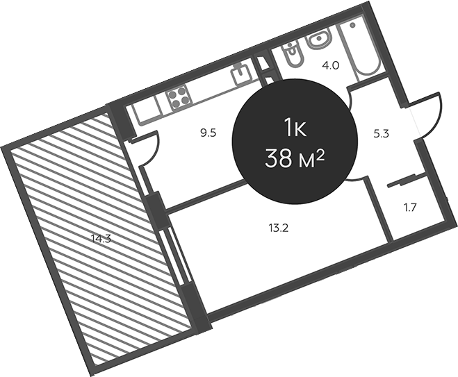 Планировка — Павлово 3, 1-комн., 34 м²