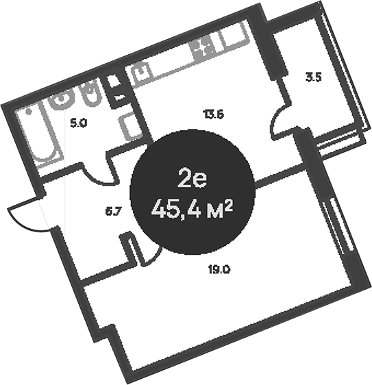 Планировка — Павлово 3, 2-комн., 44 м²