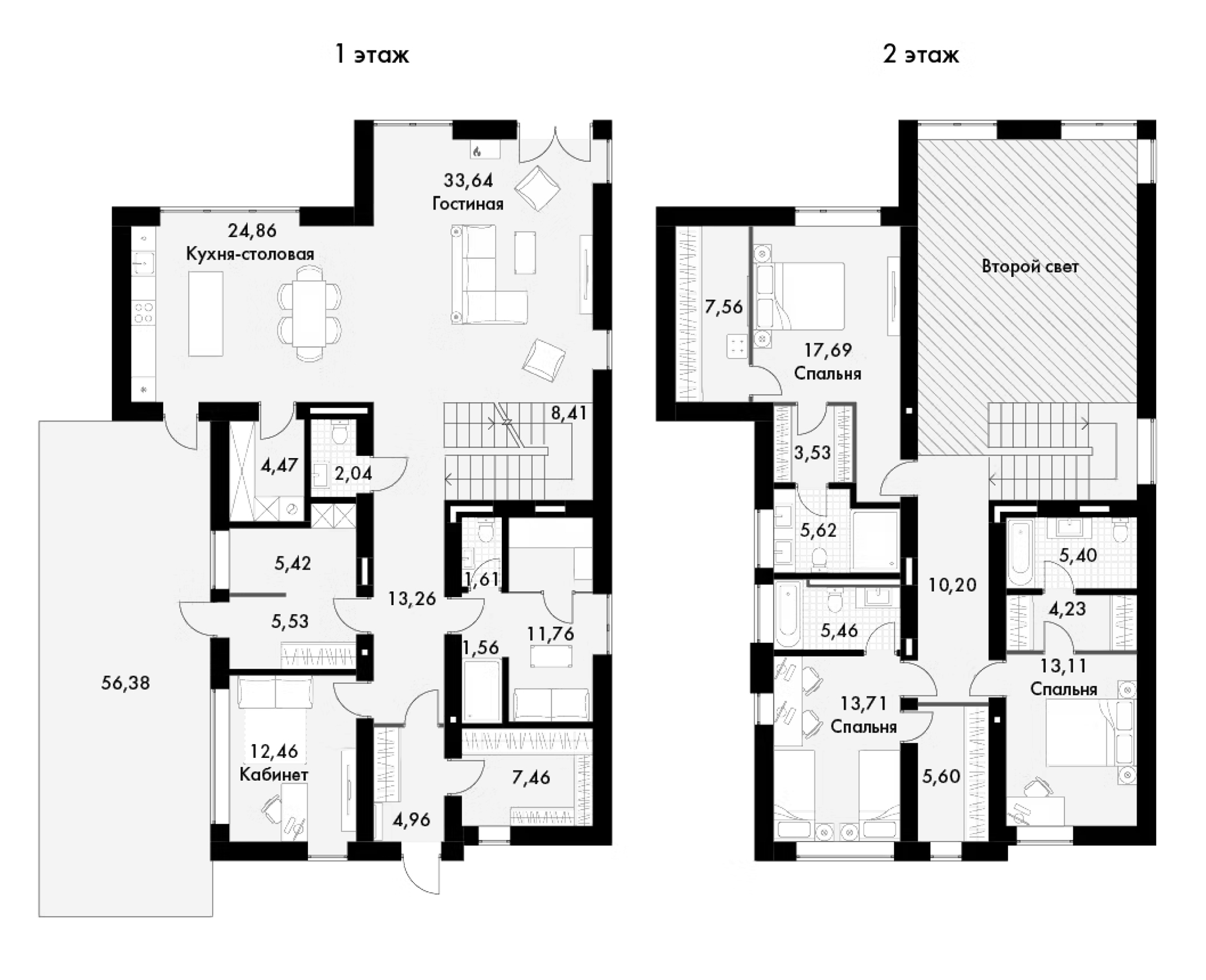 Планировка — Коттеджный поселок Сабурово Клаб, 6-комн., 239 м²