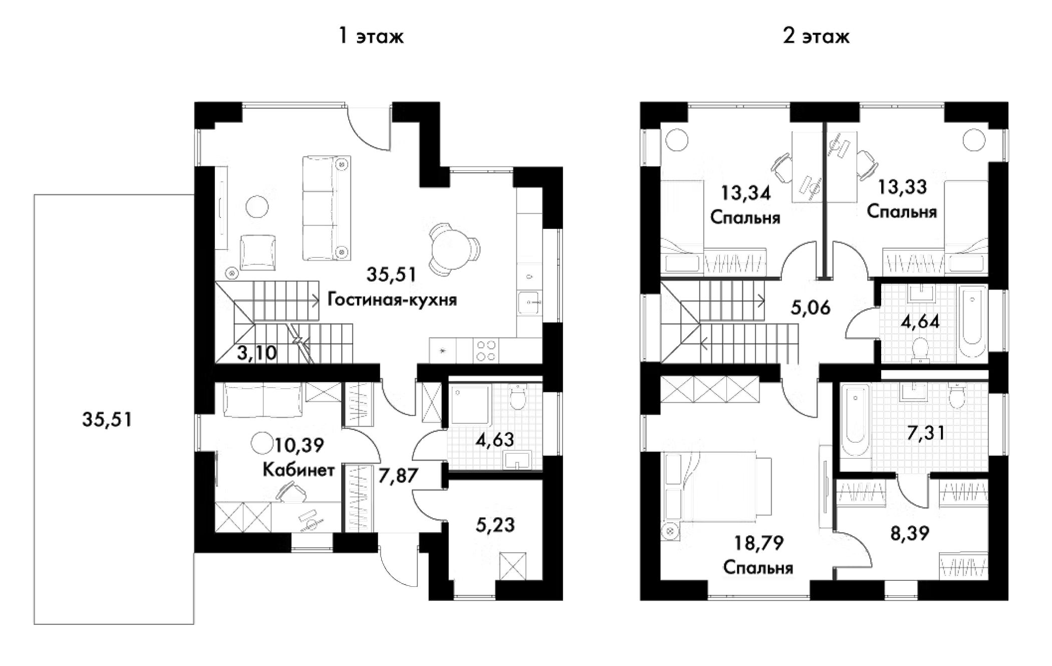 Планировка — Коттеджный поселок Сабурово Клаб, 4-комн., 136 м²