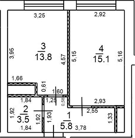 Планировка — Новое Замитино, 1-комн., 38 м²