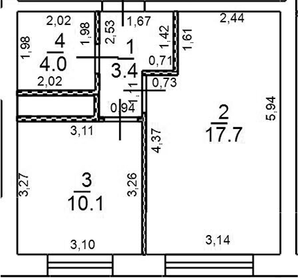 Планировка — Новое Замитино, 1-комн., 35 м²